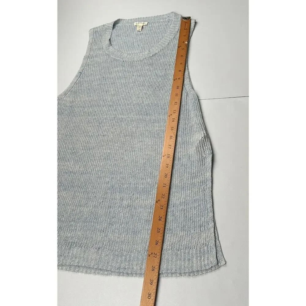 Eileen Fisher Sweater Womens Medium Blue Linen Sleeveless Luxury Resort Preppy - Picture 11 of 12